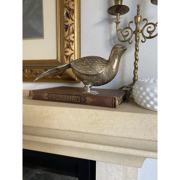 Vintage Midcentury Solid Brass Pheasant Made in Korea Large Brass Bird - Picture 1 of 7